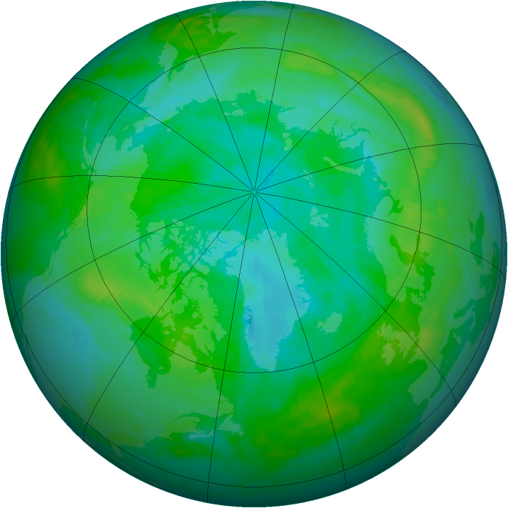 Arctic ozone map for 19 August 1986